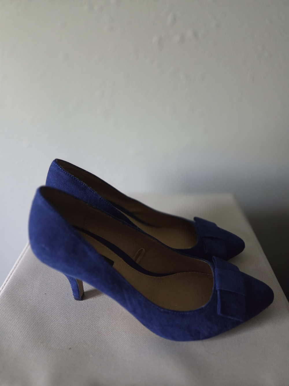 Forever 21 Cobalt Blue Suede Pointed-Toe Pumps with Bow